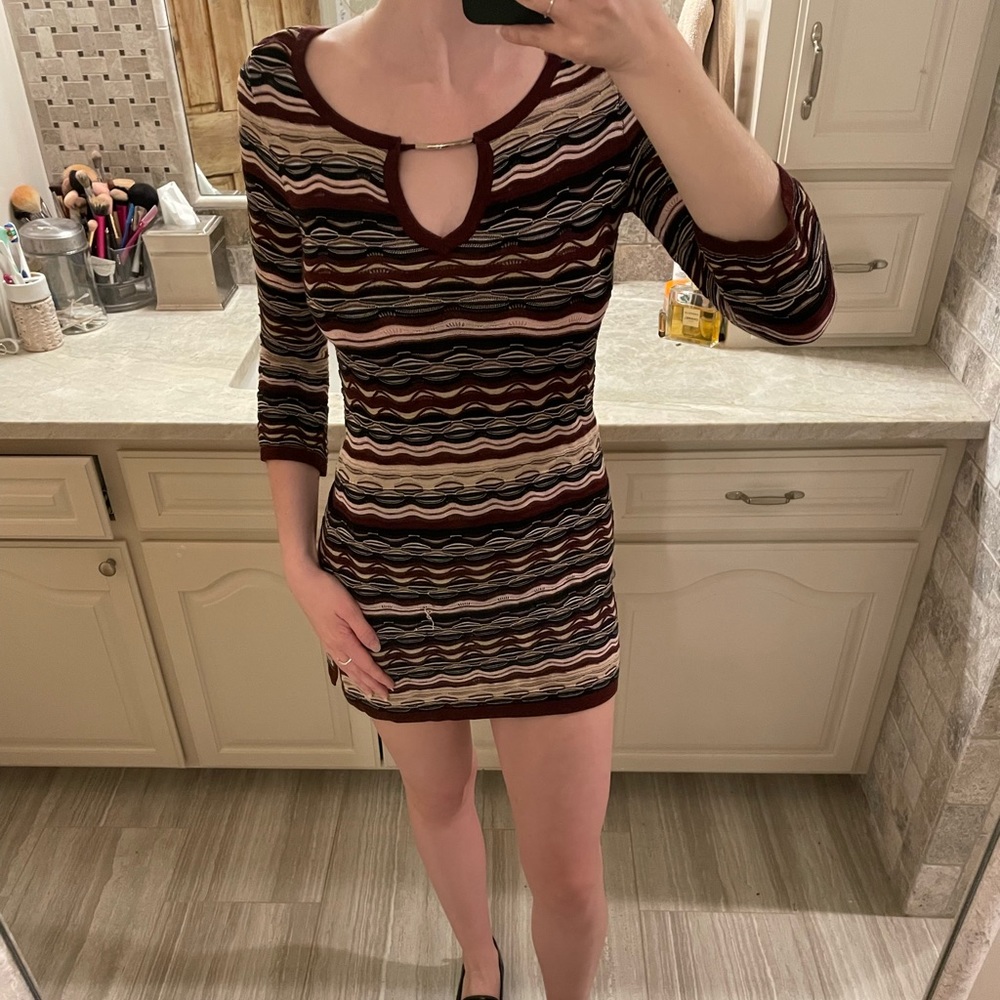 White House Black Market Mini Maroon Sweater Dress